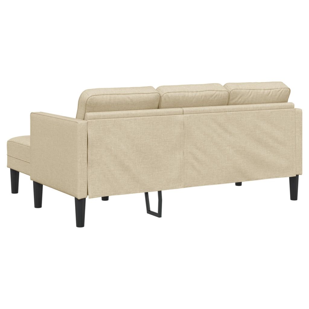 Divano L-Shaped a 3 Posti Crema 160 cm in Tessuto