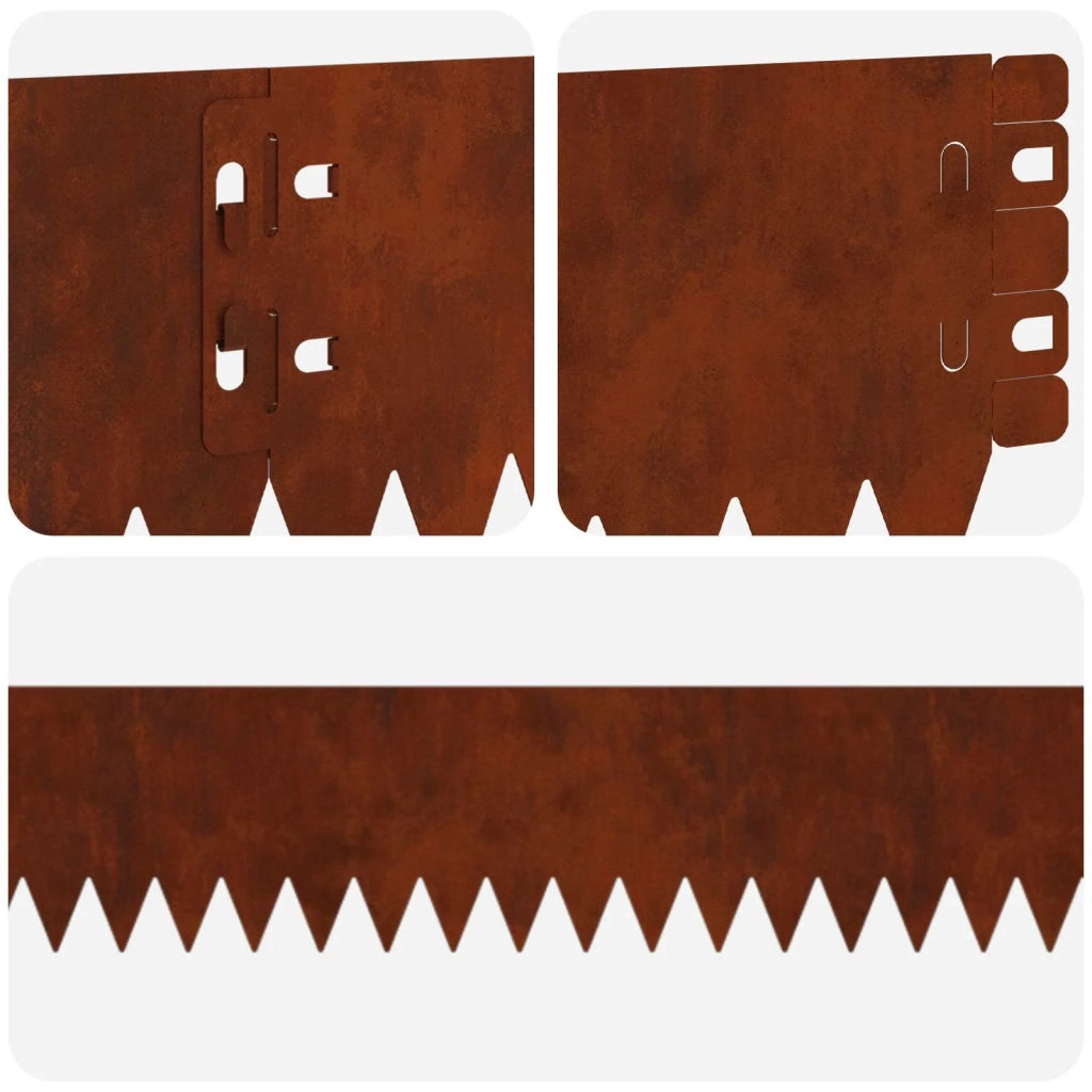 Bordura per Prato 20 pcs 103 x 10 cm Acciaio Ruggine 8008445