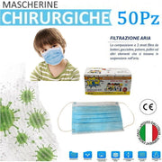 Trade Shop - Mascherine Chirurgiche Per Bambini Monouso In Tnt 3 Strati Protettivi Viso 50pz -
