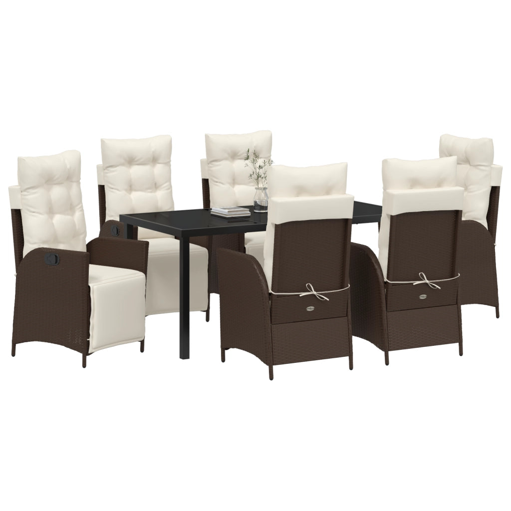 Set da Pranzo da Giardino 7 Pezzi Marrone Rattan PE