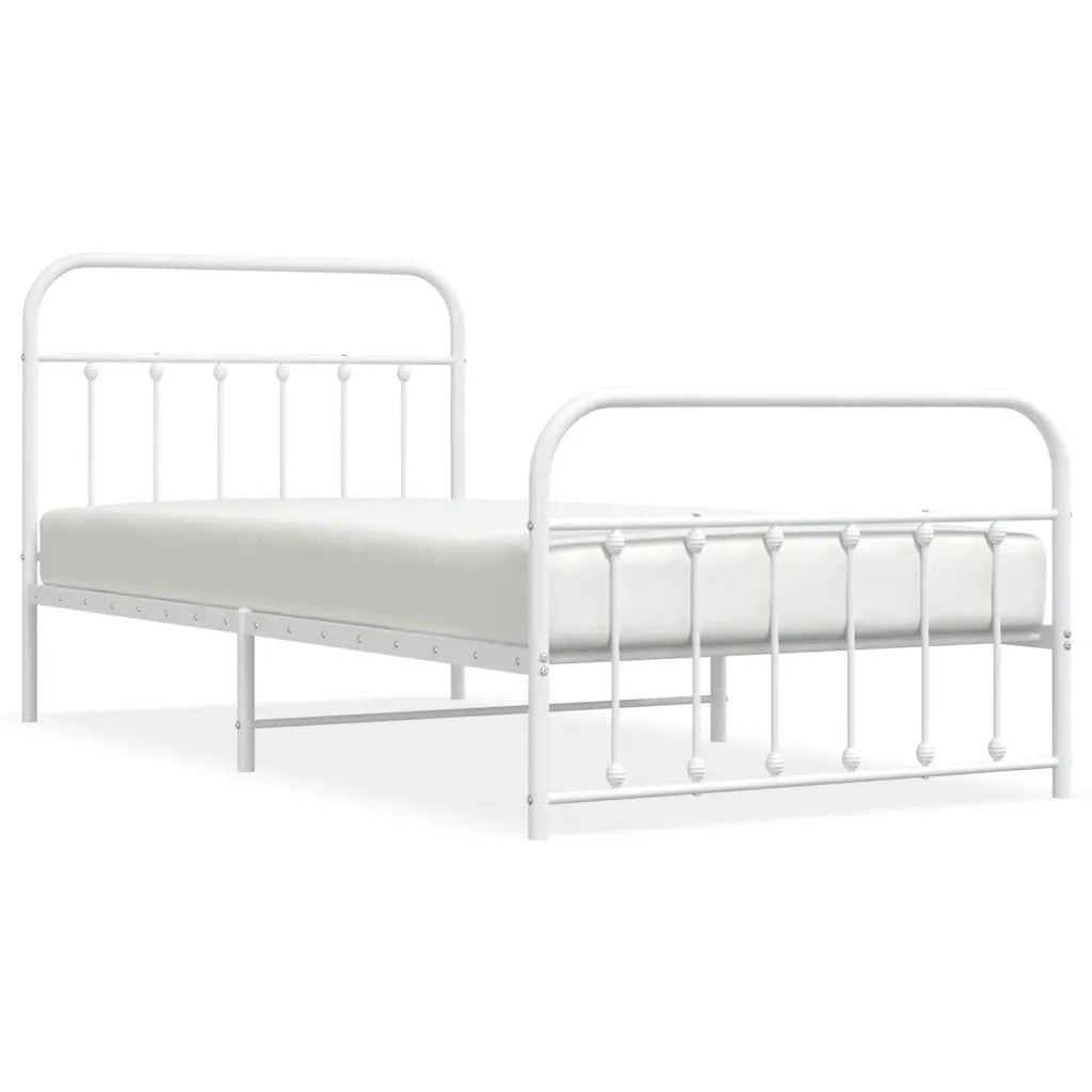 Giroletto con Testiera e Pediera Metallo Bianco 107x203 cm 352641