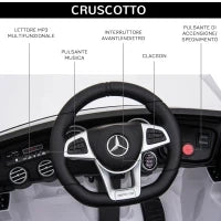 Macchina Elettrica per Bambini 3-5 Anni Mercedes con Cintura di Sicurezza e Telecomando, Bianco
