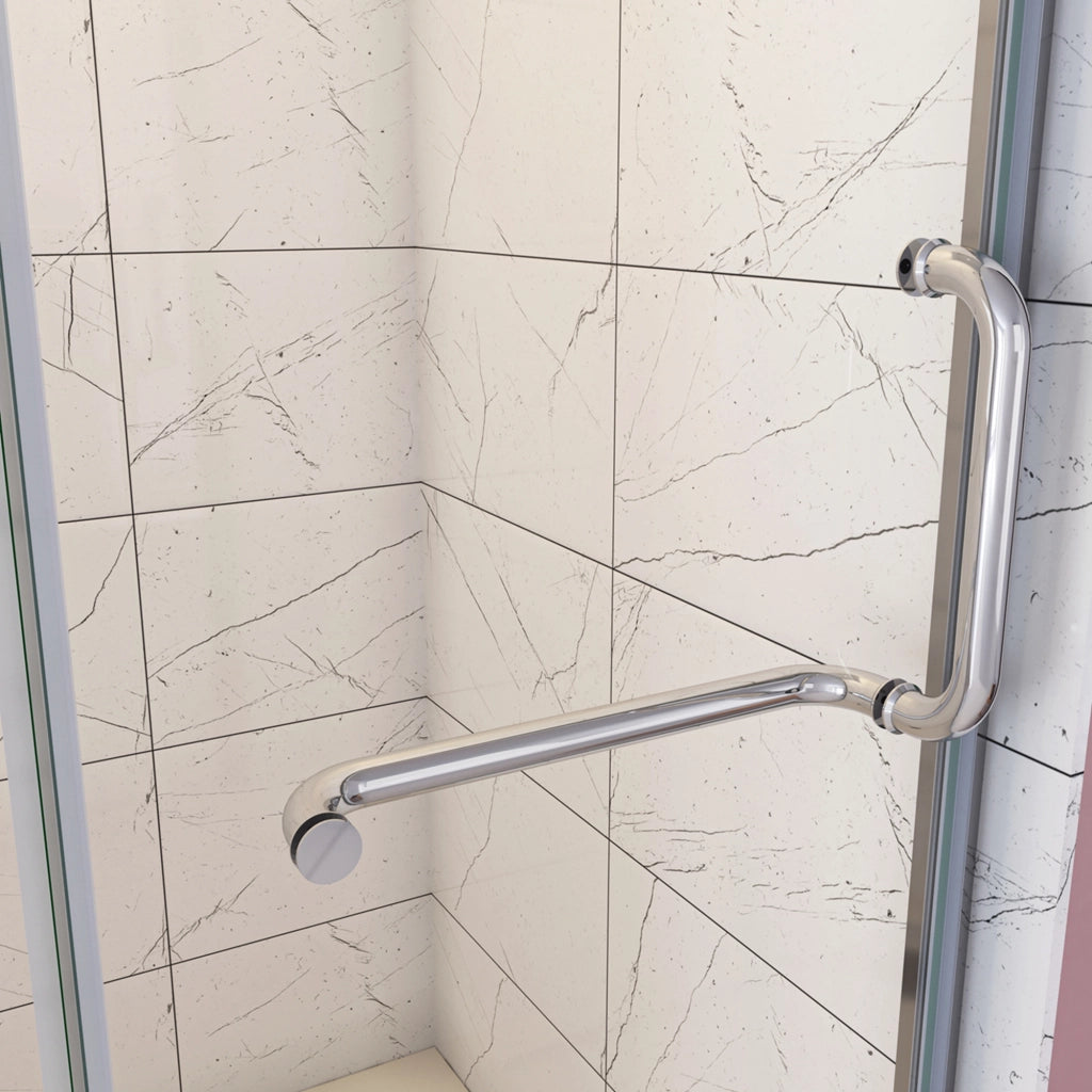 80x190 cm Porta Doccia Per Nicchia Apertura Battente in Vetro 8 mm Temperato Trasparente Anticalcare e Maniglione Porta Asciugamani Barra Stabilizzatrice