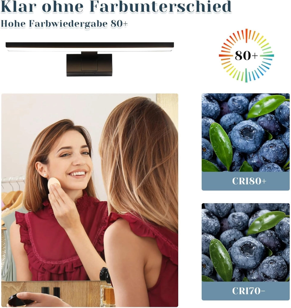 ZMH Lampada da Parete per Specchio da Bagno 30 cm 6W Nera IP44 Moderna Neutro 4000K per Cantina Cucina Armadietto