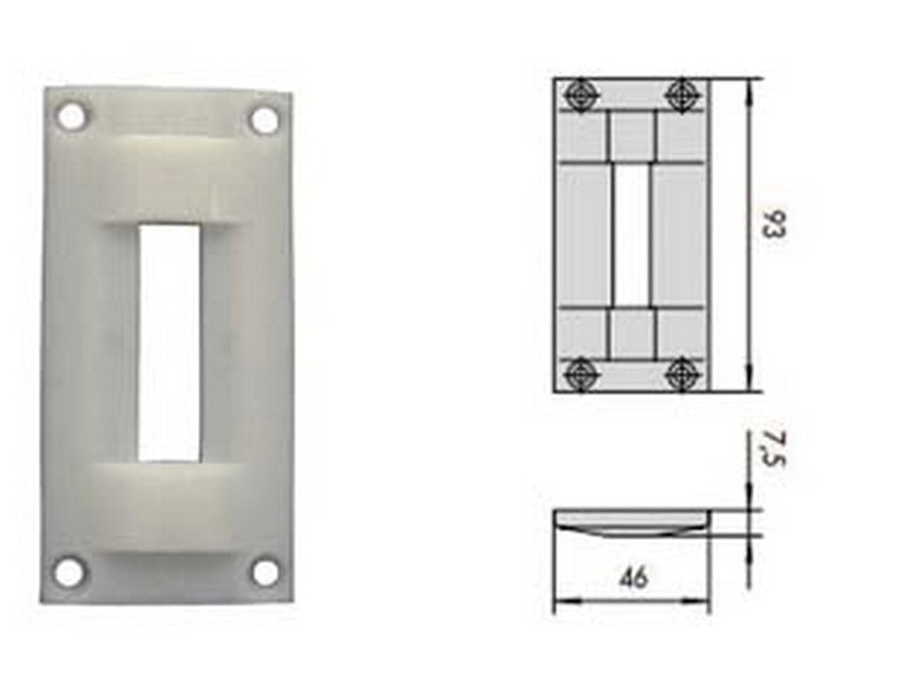 5pz contropiastra in nylon 06062 - mm.46x93 spessore mm.7,5 (06062) cod:ferx.fer394369
