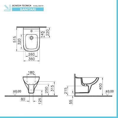 Sanitari sospesi Rimless in ceramica lucido e copriwc originale  Venti