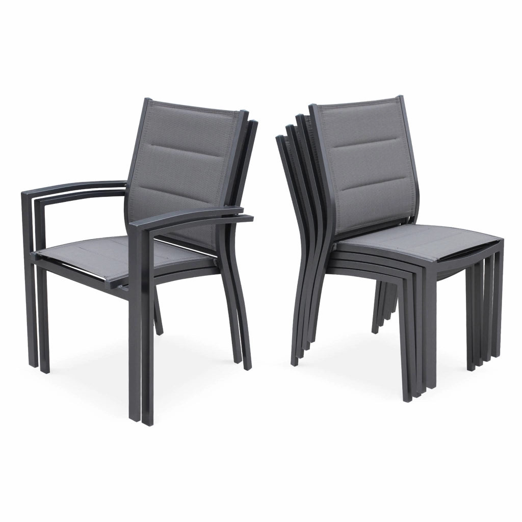 Set tavolo da giardino allungabile con 10 sedie, antracite