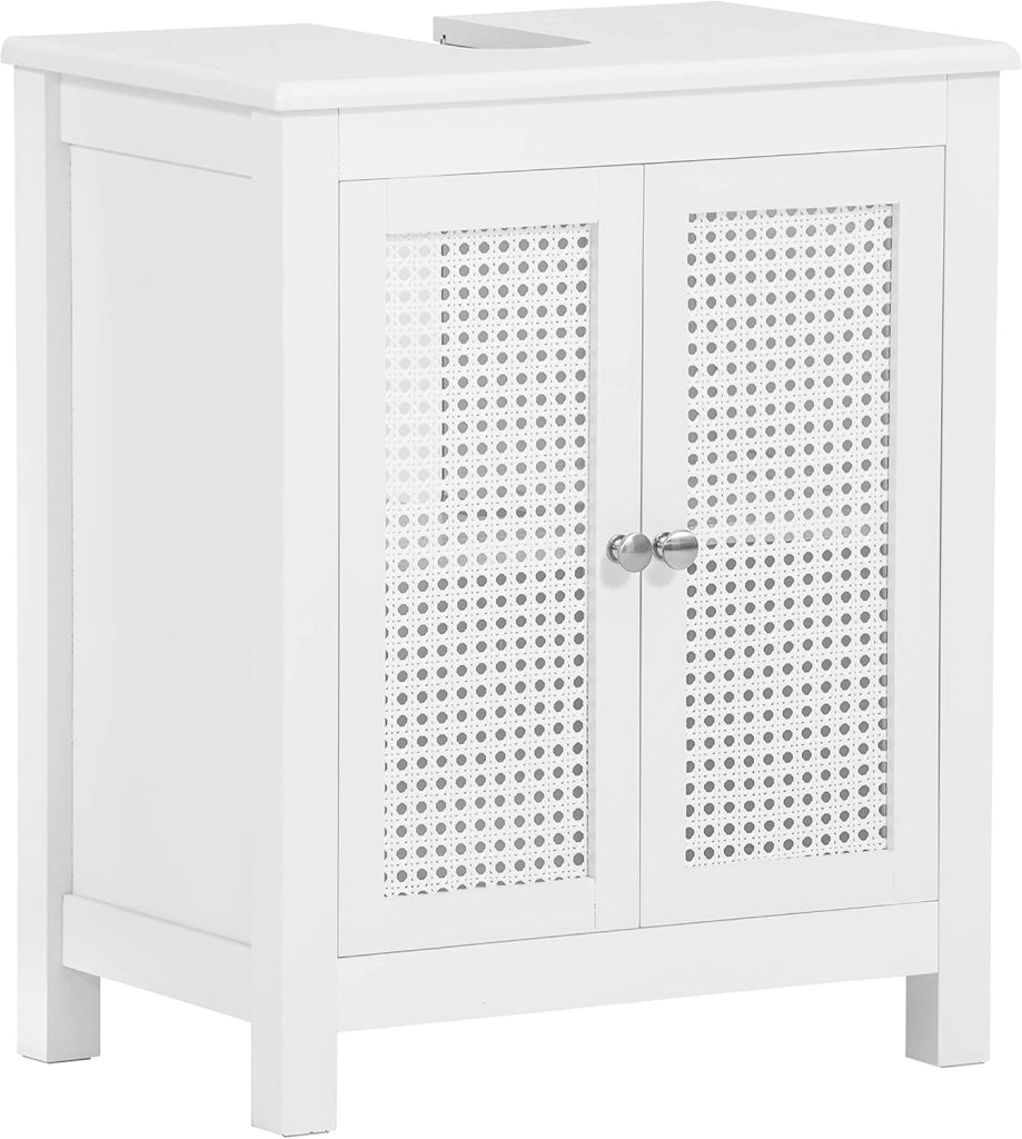 Armadio da Bagno Stretto con Ruote – Mobile Bagno salvaspazio – Contenitore per Carta Igienica in Legno, con Ripiani Regolabili, Bianco, 20x70x65cm, BZR119-W