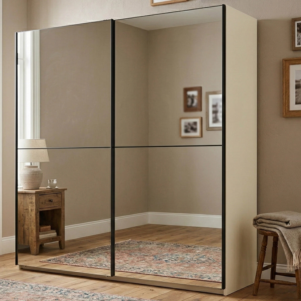Armadio Camera da Letto Ponso, Guardaroba Grande Appendiabiti, 217x210h cm Bianco