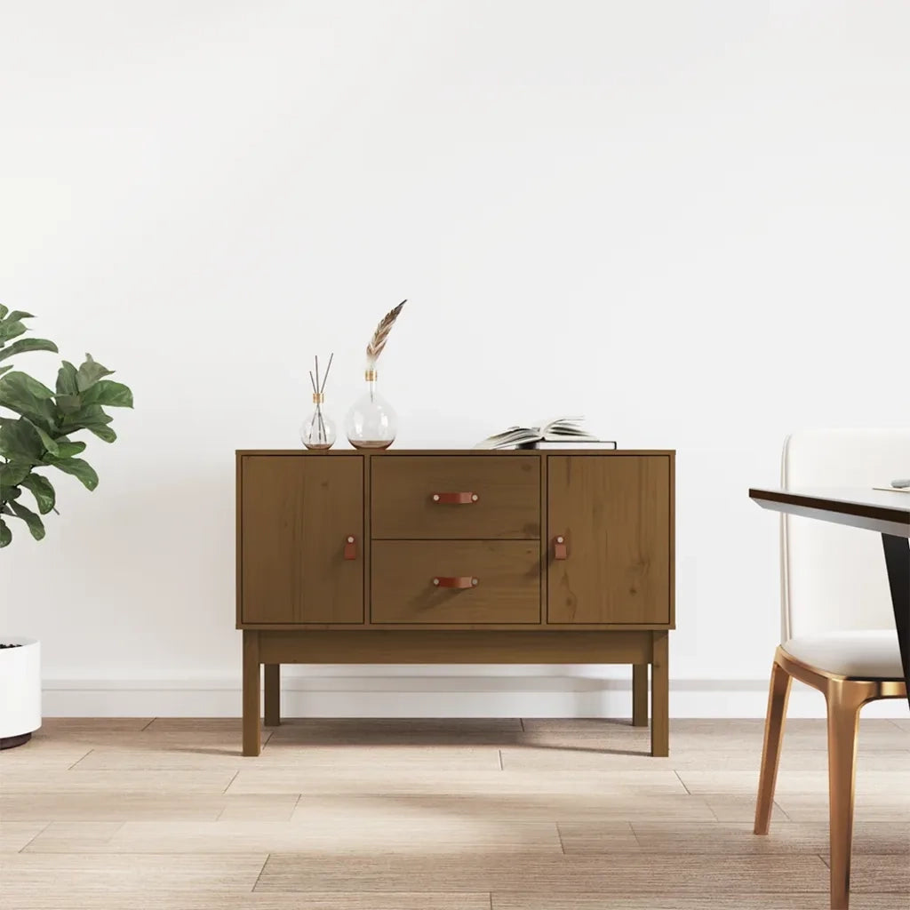 Credenza | Madia | Buffet da pranzo | Armadio da pranzo Marrone Ambra 110x40x78 cm in Legno Massello di Pino