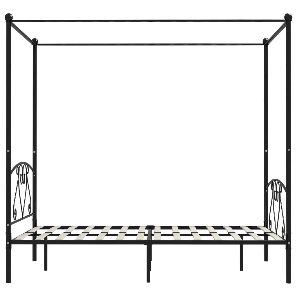 Letto a Baldacchino Nero in Metallo 160x200 cm  cod mxl 64499