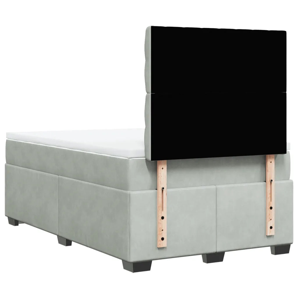 Giroletto a Molle con Materasso Grigio Chiaro 120x200cm Velluto