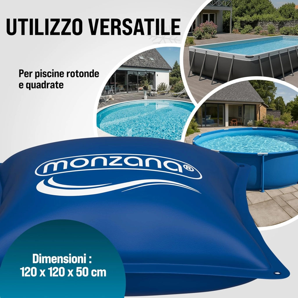 ® 6x Cuscino Gonfiabile per Piscina Invernale 120 cm XL PVC -20°C Doppia Cucitura 4 Occhielli Valvola Sicurezza Copertura Pool Winter