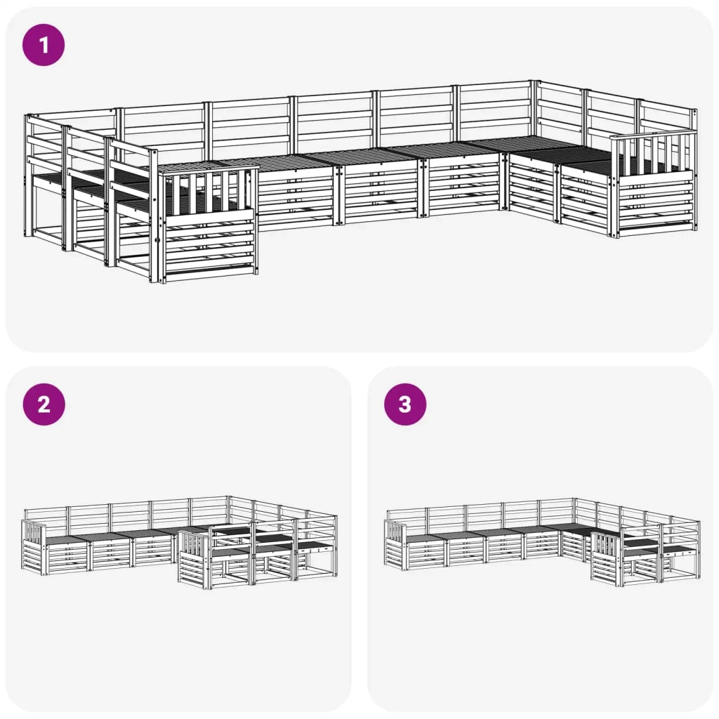 Set di divani da esterno 10 pcs Bianco 363 x 187,5 x 73 cm 3392574