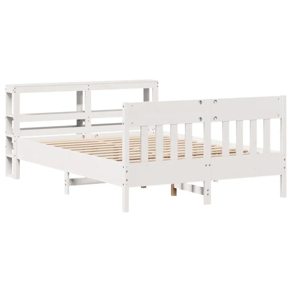 Letto senza Materasso Bianco 135x190 cm Legno Massello di Pino