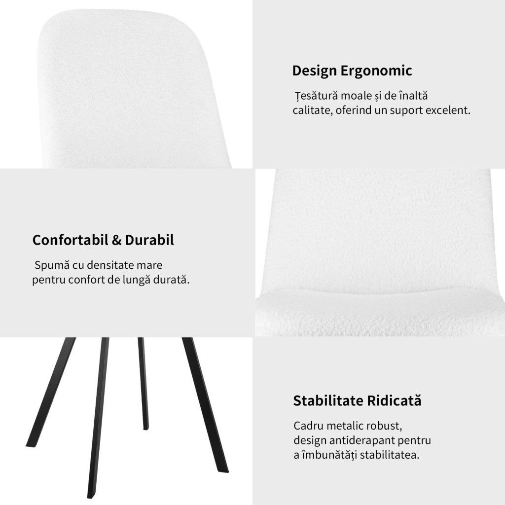 Sedia da pranzo set da 2 imbottita con struttura stabile per pranzo e studio in teddy e metallo beige 62 × 59 × 46 cm