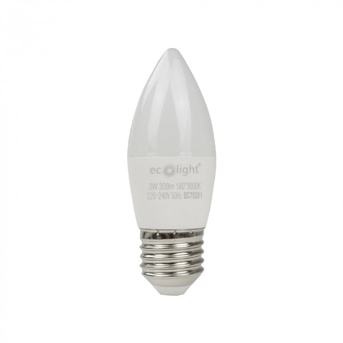 Lampadina LED candela E27 3W 270lm 3000K Ecolight antiflicker