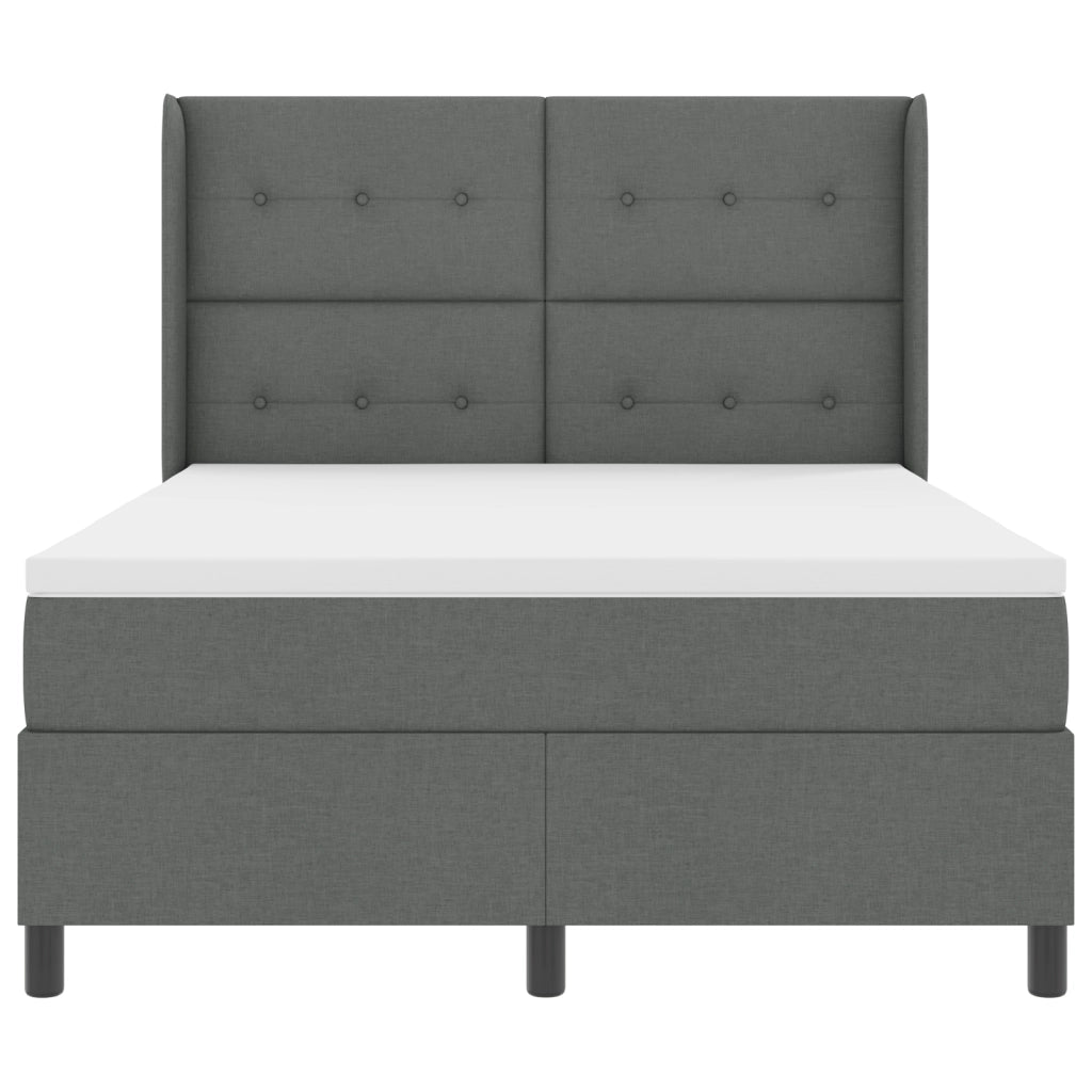 Letto a Molle con Materasso e LED Grigio Scuro 140x200 cm Tessuto