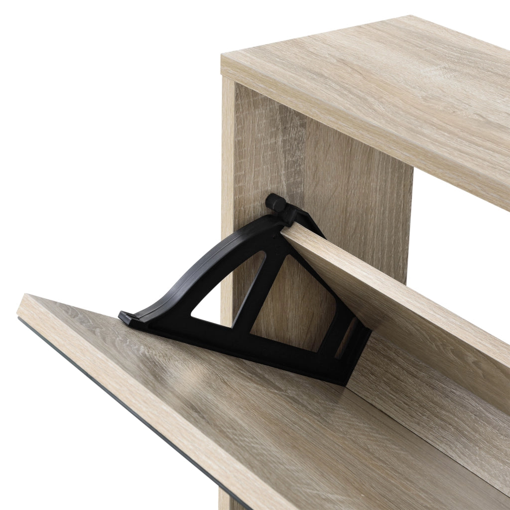 Scarpiera Stretta Lund con Ante a Specchio e 2 Contenitori Ribaltabili - Effetto Rovere Sonoma [en.casa]