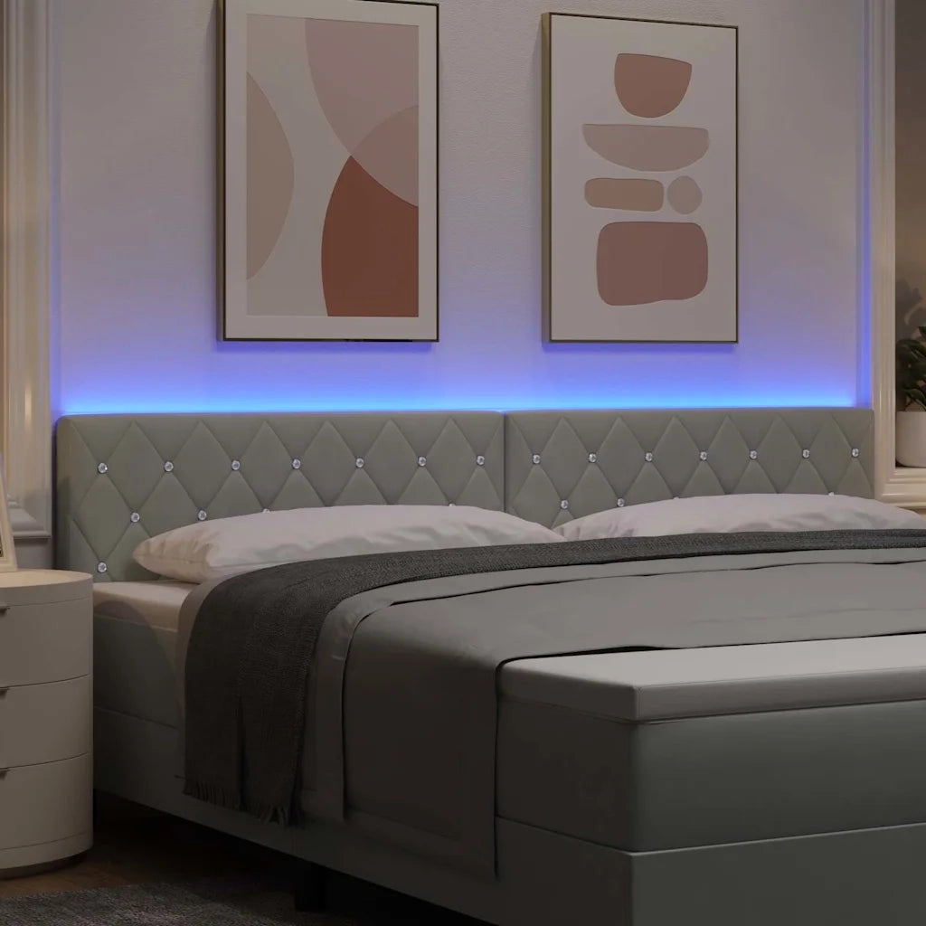 Testiera LED con strisce LED Grigio chiaro 200 cm Velluto 3338077