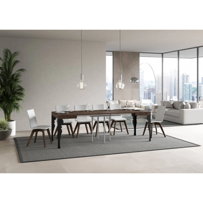 Tavolo allungabile 90x90/246 cm Paxon telaio Antracite - Noce