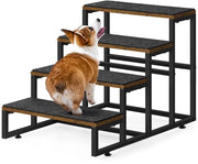 Scale a Porta Scale 4 Passaggi per Cani Scalone in Legno Struttura Metallica Rampino Fondino Antiscivolo per Divano Letto Balcone 60 x 40 x 43 cm Miele