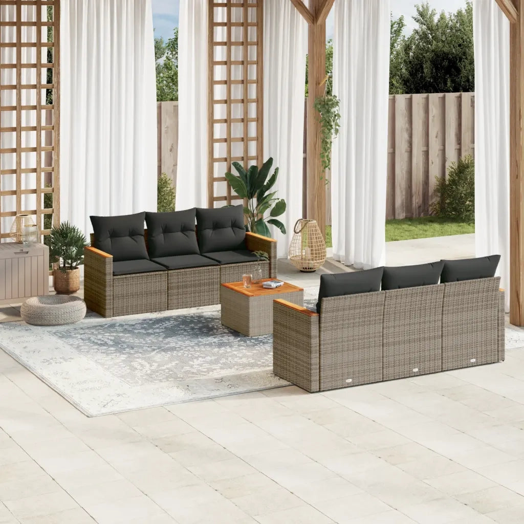 Set Divani da Giardino 7 pz con Cuscini Grigio in Polyrattancod mxl 92717