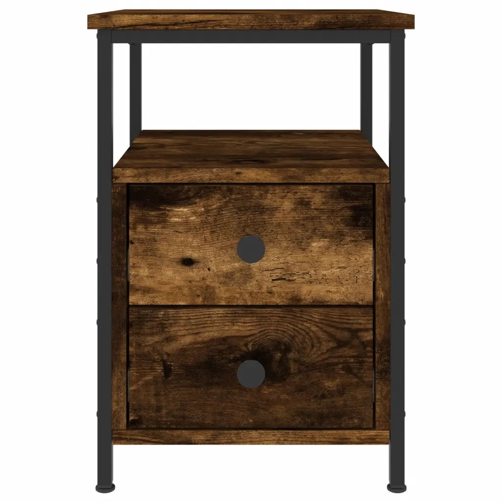 Comodino | Armadio da Notte | Mobiletto da notte Rovere Fumo 34x35,5x50 cm in Legno Multistrato