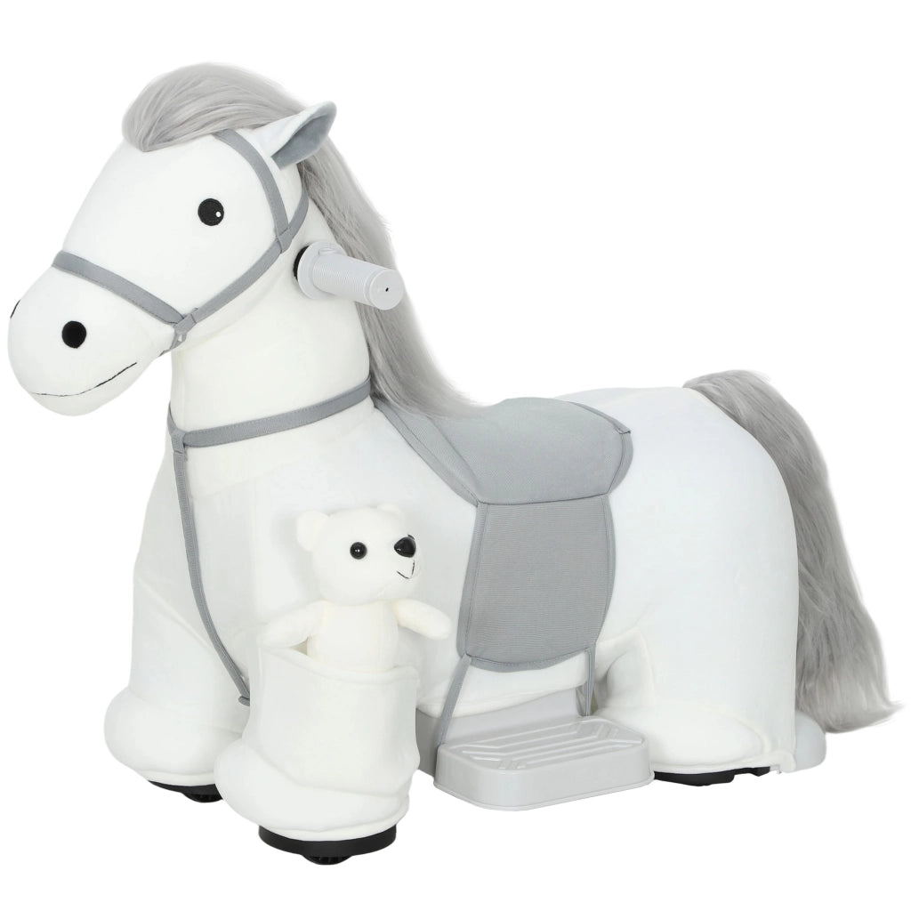 Cavallo a Dondolo Elettrico con Musica e Batteria 6V ¨C Zephmum ¨C Bianco