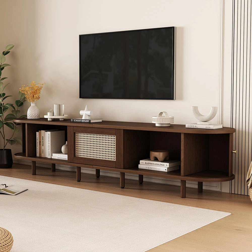 Mobile TV rotan - Xylo - 180cm noce piedi regolabili 30kg