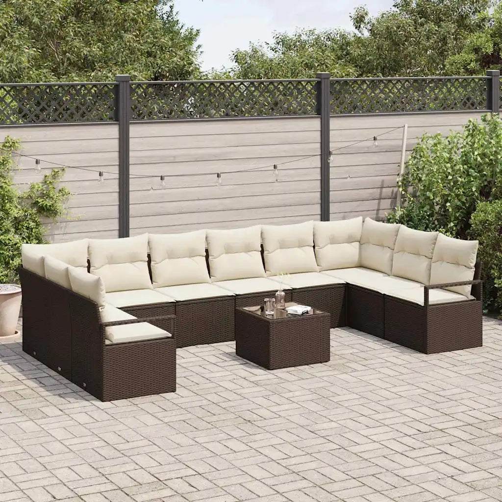 Set di divani con cuscino 11 pcs Marrone polyrattan 3346568