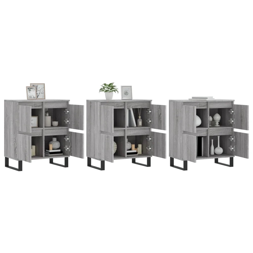 Credenze 3 pz | Madia | Buffet da pranzo | Armadio da pranzo Grigio Sonoma in Legno Multistrato