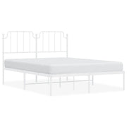 Letto matrimoniale | Letto per adulti | Giroletto con Testiera Metallo Bianco 135x190 cm