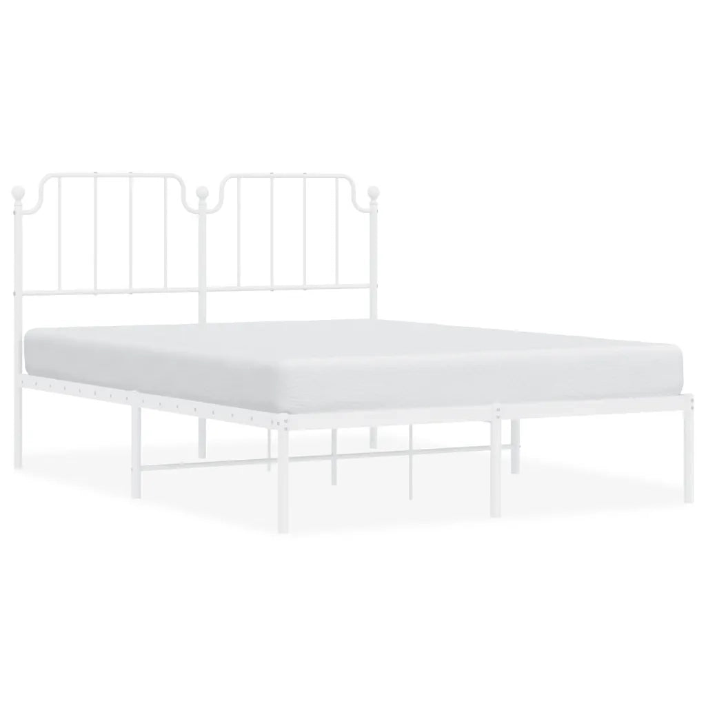 Letto matrimoniale | Letto per adulti | Giroletto con Testiera Metallo Bianco 135x190 cm