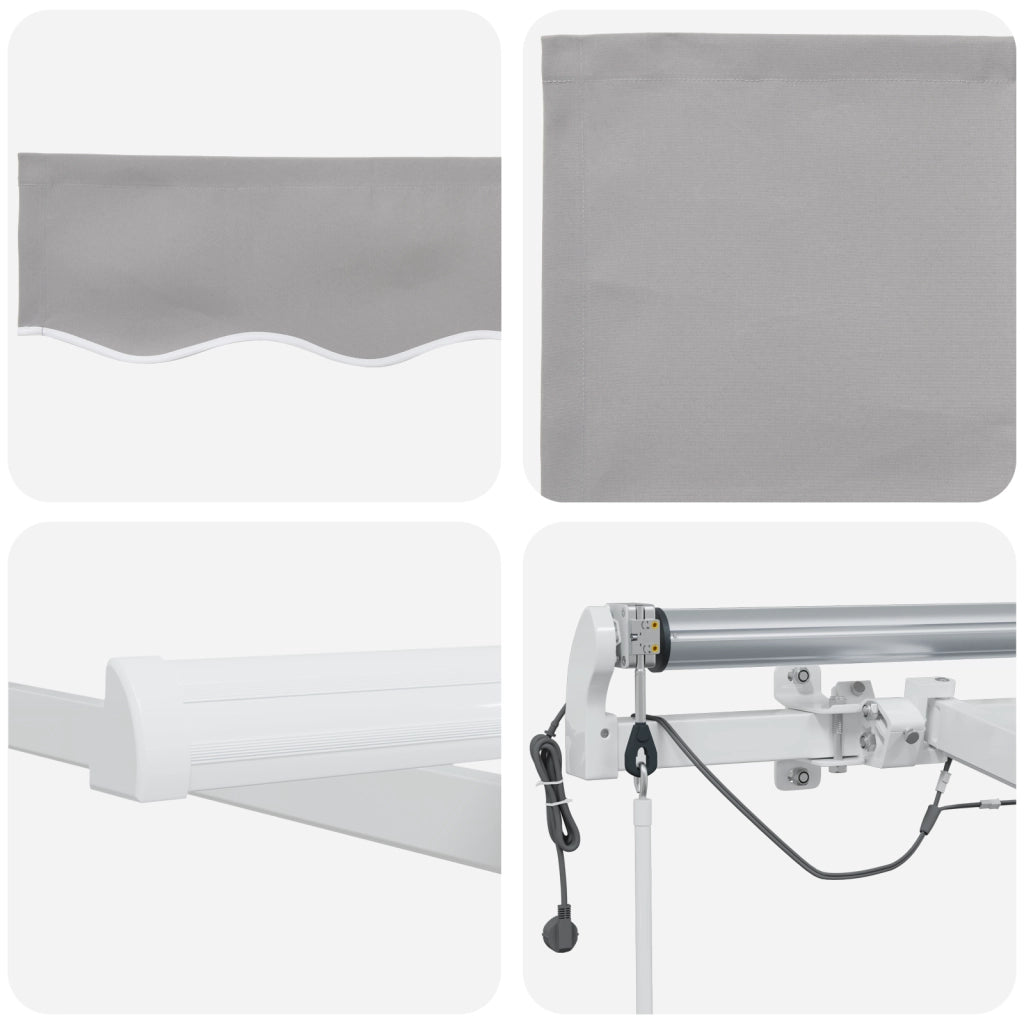 Tenda Retrattile Automatica con LED Grigio Chiaro 450x300 cm