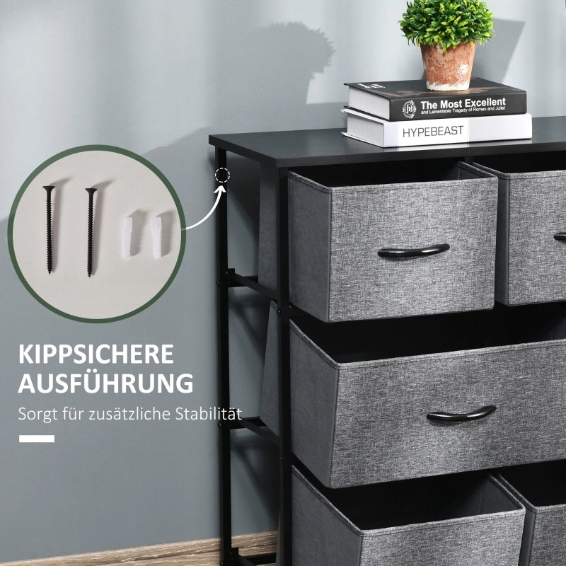 CASSETTIERA con 8 cassetti in tessuto 100x30x78,5 cm Grigio scuro