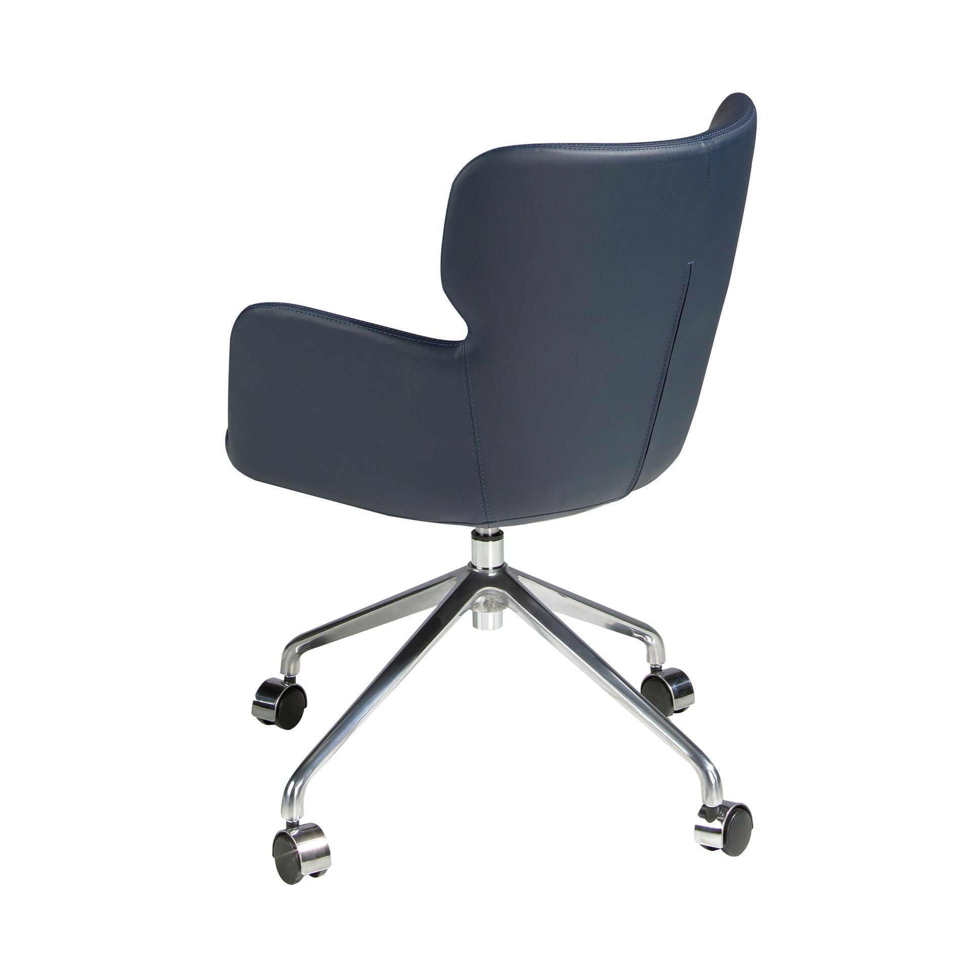 Sedia girevole da ufficio in ecopelle blu