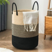 Contenitore di Stoccaggio con Maniglia in Cotone Tessuto per Bambini, Contenitore di Stoccaggio per Bambini con Maniglia in Cotone Tessuto, Nero Marrone