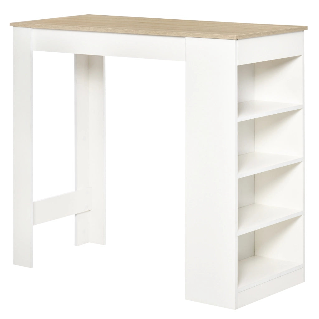 Tavolo da bar per 2 persone con scaffali ¨C zephmum ¨C bianco e legno naturale 115x50x102.7cm