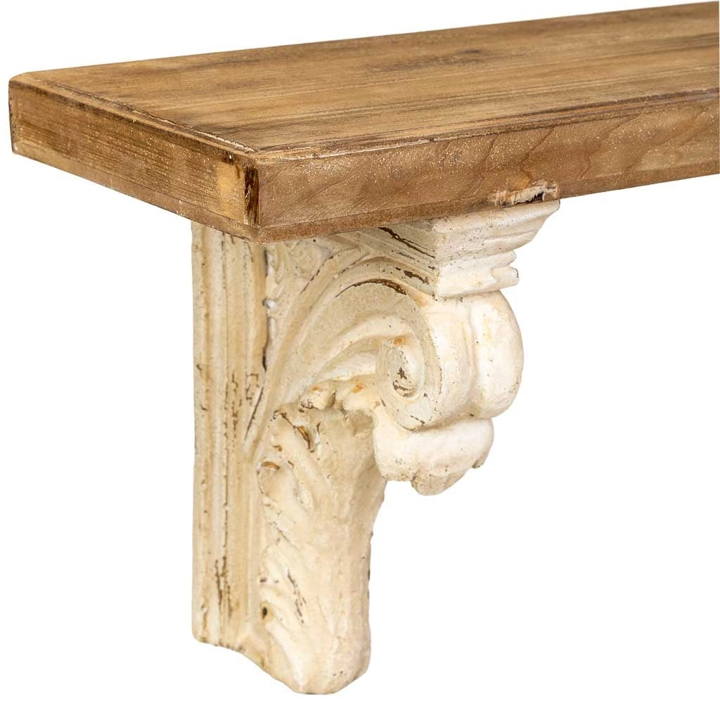 Mensola da parete in magnesio e legno, marrone e bianco, 110x29x40h cm