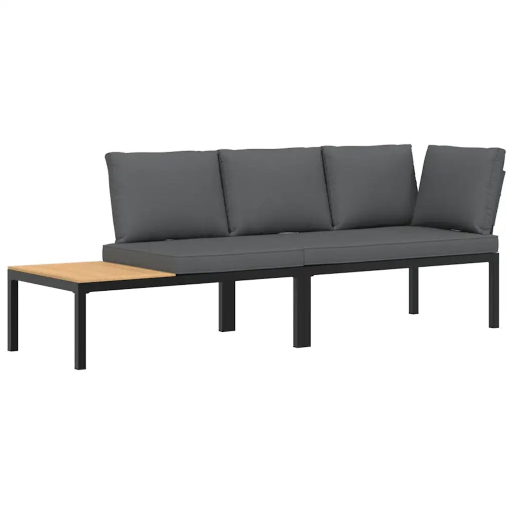 vidaXL Set Divani da Giardino 2 pz con Cuscini in Alluminio Nero