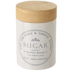 Zuccheriera Bianca con Coperchio in Legno Ermetico Barattolo Portaspezie da Casa