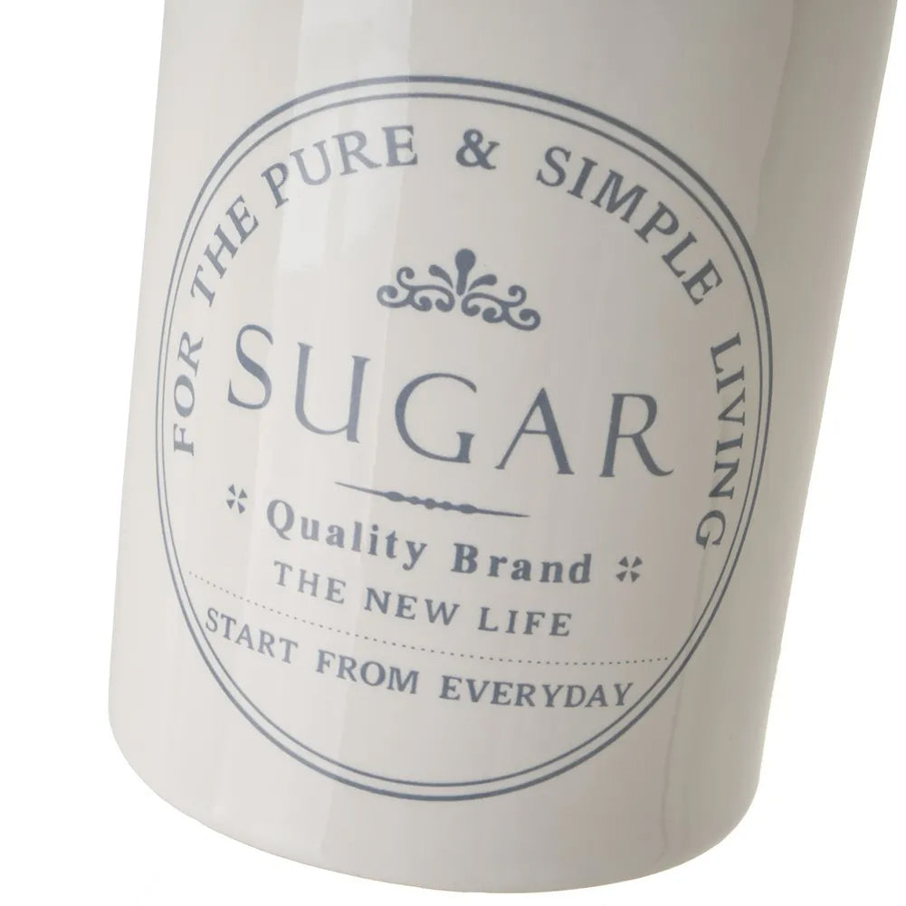 Zuccheriera Bianca con Coperchio in Legno Ermetico Barattolo Portaspezie da Casa