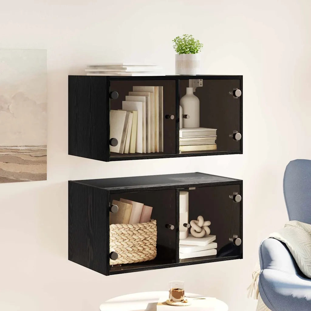 Armadi da Parete 2 pcs Rovere Nero 68 x 37 x 35 cm