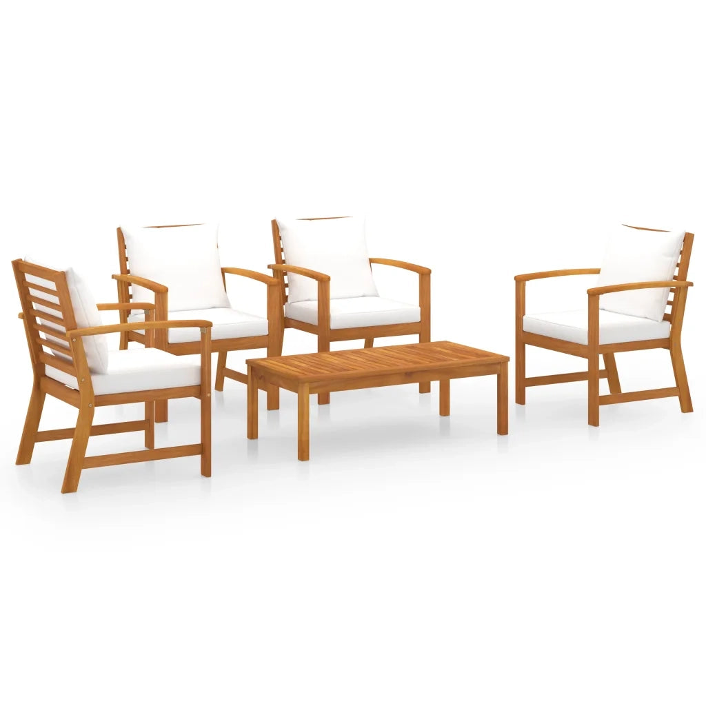 Set Divani da Giardino 5 pz con Cuscini in Massello di Acacia 3057790