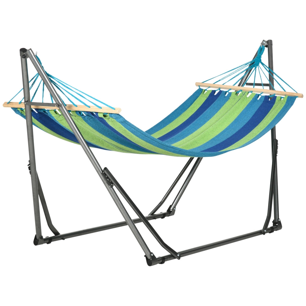 Supporto con Amaca Autoportante Pieghevole in Cotone e Acciaio, 270x100x94cm