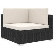 Poltrona Modulare ad Angolo 1 pz con Cuscini in Polyrattan Nero cod mxl 67963