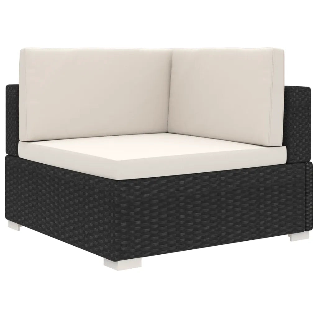 Poltrona Modulare ad Angolo 1 pz con Cuscini in Polyrattan Nero cod mxl 67963