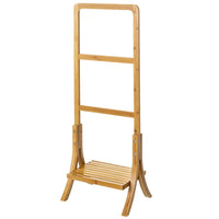 Portasciugamani da Bagno in Bambù Naturale Nordico 3 Barre 1 Ripiano 104x29x40cm