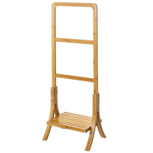 Portasciugamani da Bagno in Bambù Naturale Nordico 3 Barre 1 Ripiano 104x29x40cm